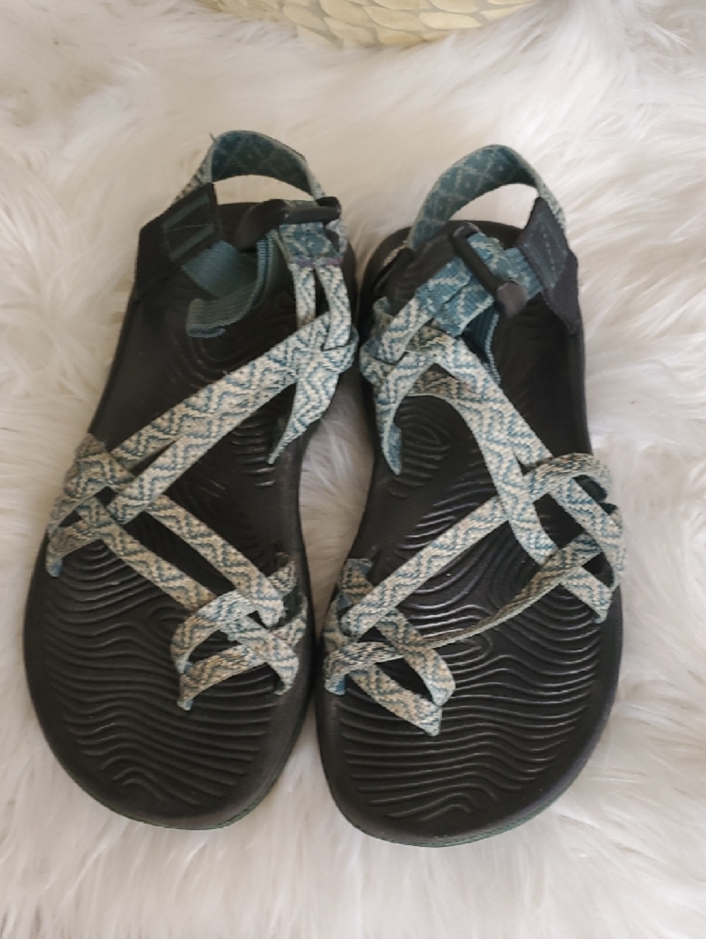 Chaco Women's Strappy Sandals in Teal and Black - Picture 2 of 7